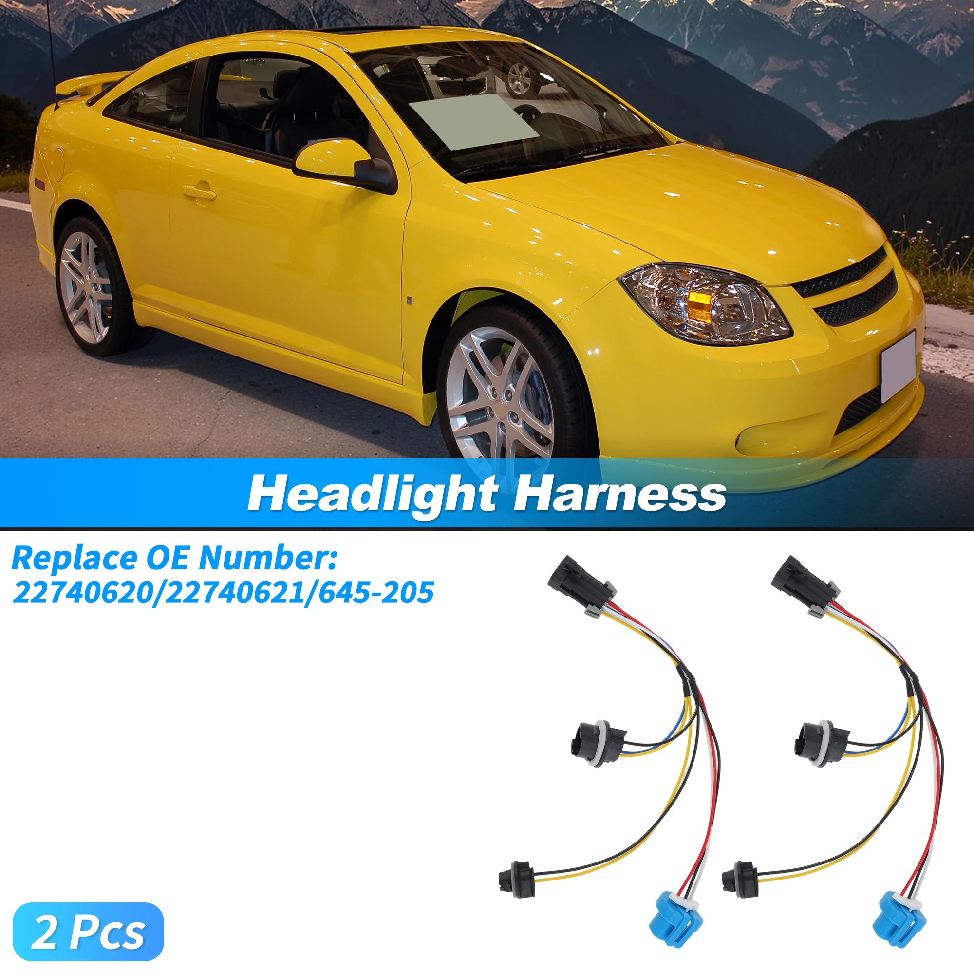 UXCELL 22740620 for Chevrolet Cobalt 2005-2009 2.2L L4 Headlight Wiring Harness 2 pcs