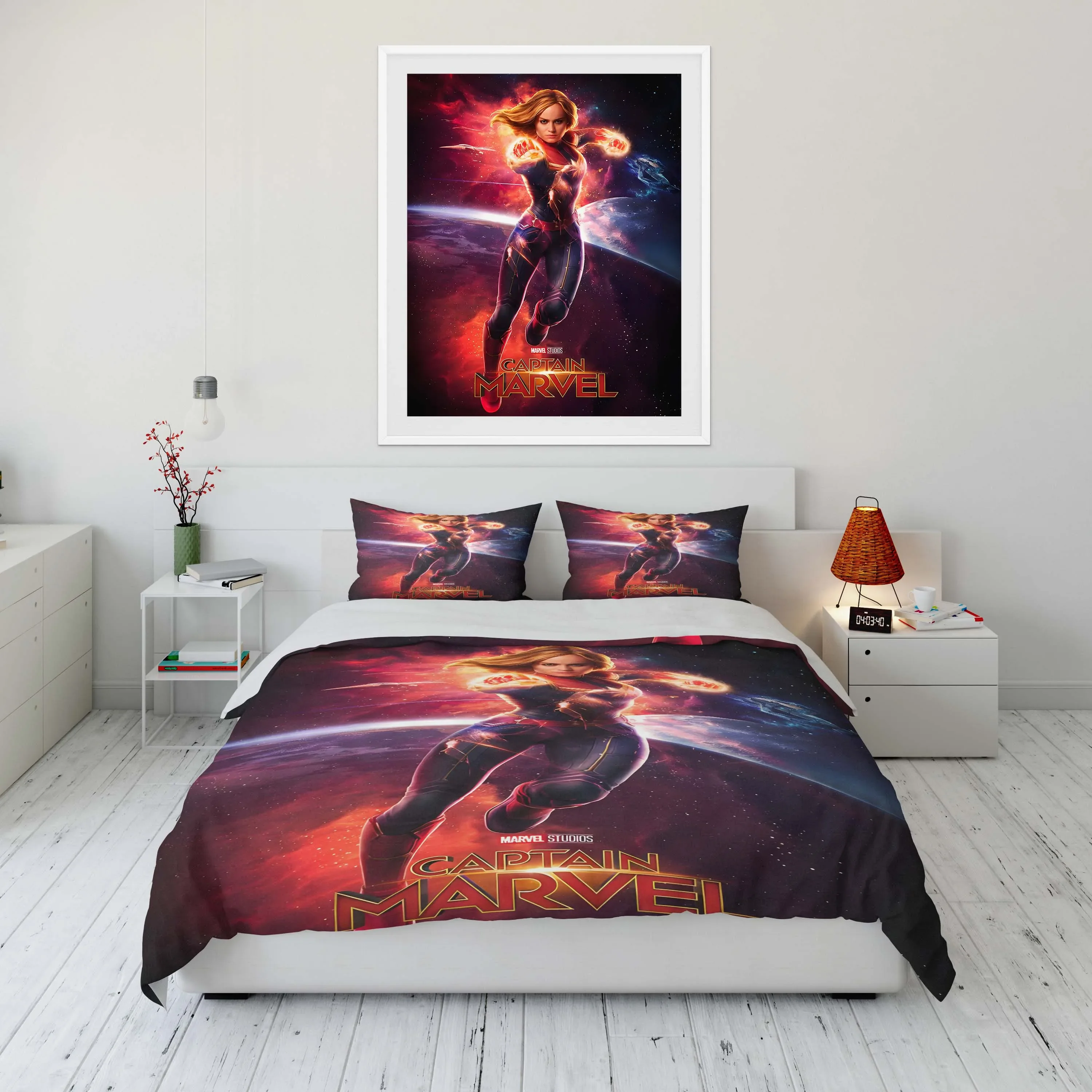 

10 Sizes Captain Marvel Printed Soft Bedding Set Duvet Cover Anime Quilt Adult Kids Birthday Gift Full Size Bedding Set Luxury