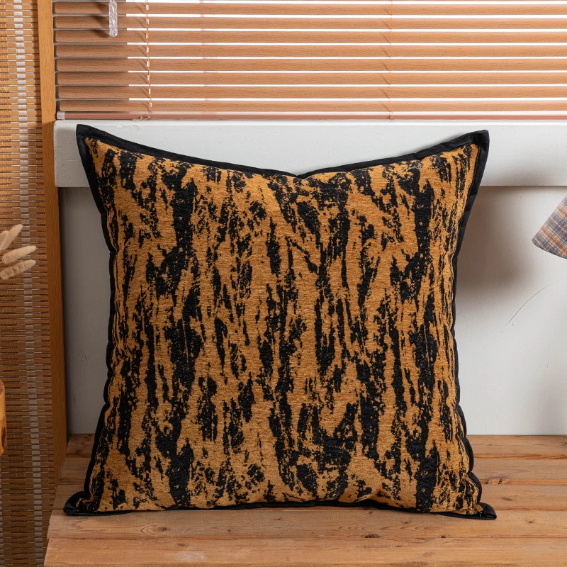 Retro Cushion Cover Brown Printed Leopard Print Striped Decorative Pillowcase for Chair Sofa Bedroom Living Room Home Decor