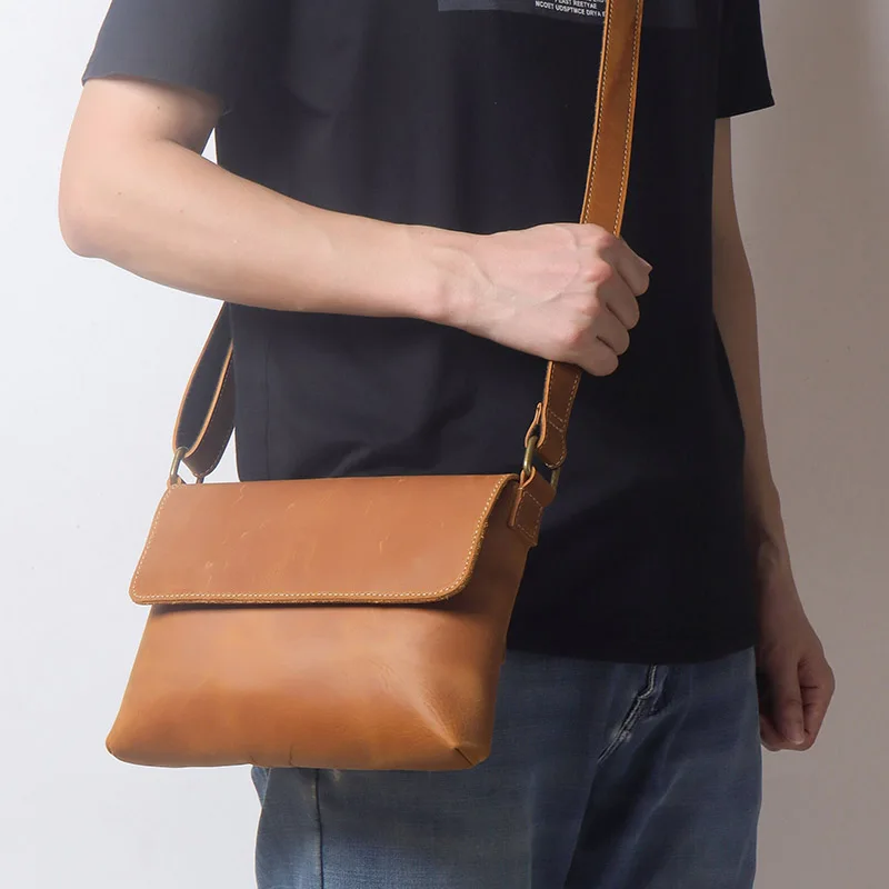 

Мужская сумка на одно плечо в стиле ретро, сумка через плечо из натуральной кожи, повседневная сумка почтальона из воловьей кожи с верхним слоем, большая сумка для iPad Capaci