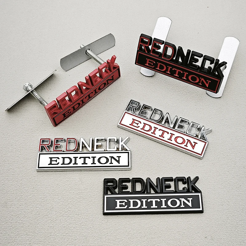 REDNECK Edition Metal Car Sticker Badges For Car Trunk Door Decoration Badges Redneck Logos Car Decals Motorcycle Decoration