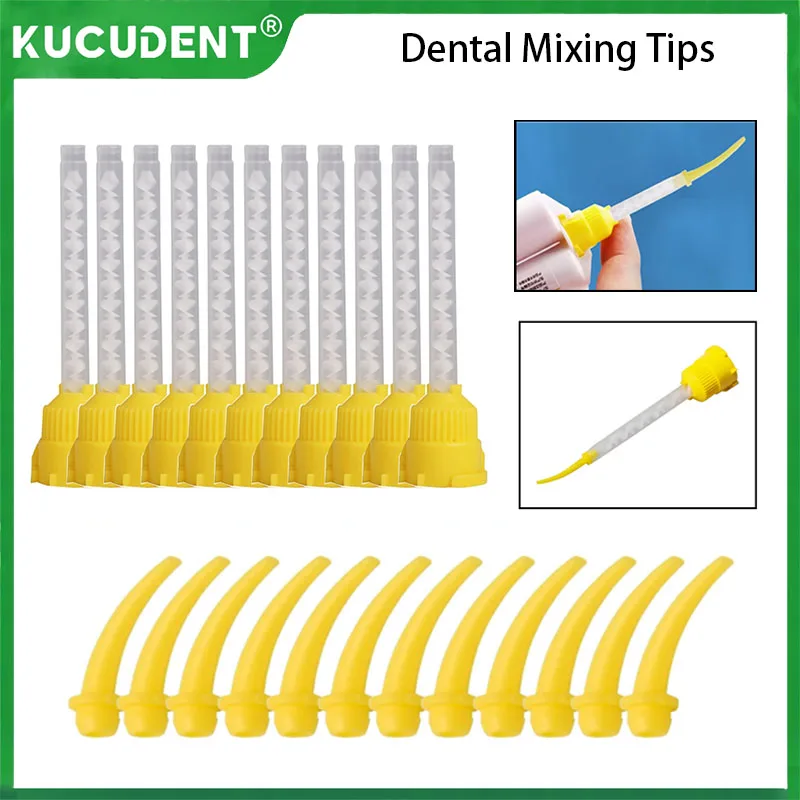 

100Pcs/Pack Dental Mixing Tips Intraoral Impression Denture Nozzles Mixer Syringe Silicone Rubber Gun Conveying Mixing Heads