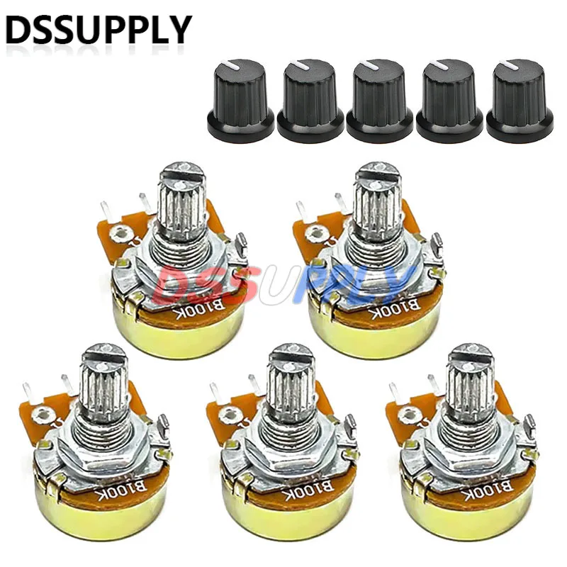 5 sztuk WH148 15mm 3-Pin Potencjometr Liniowy Rezystor 1K 2K 5K 10K 20K 50K 100KΩ Ohm dla Arduino z AD2 Vit Ratt