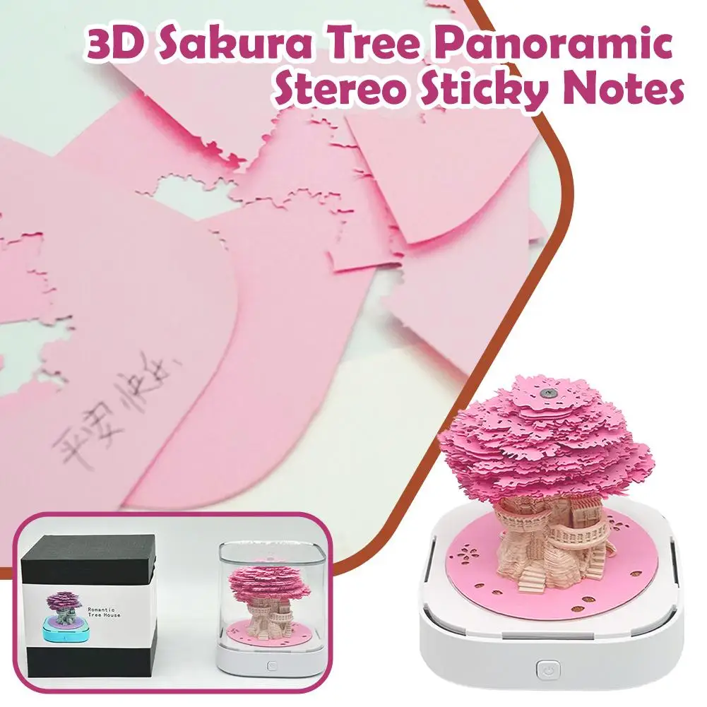 

3d Desk Calendar 2025 Tear-away 3d Paper Art Notepad Blossom (cherry Tree) With Sculpture Present Lights Desktop Decor Hous F0p2