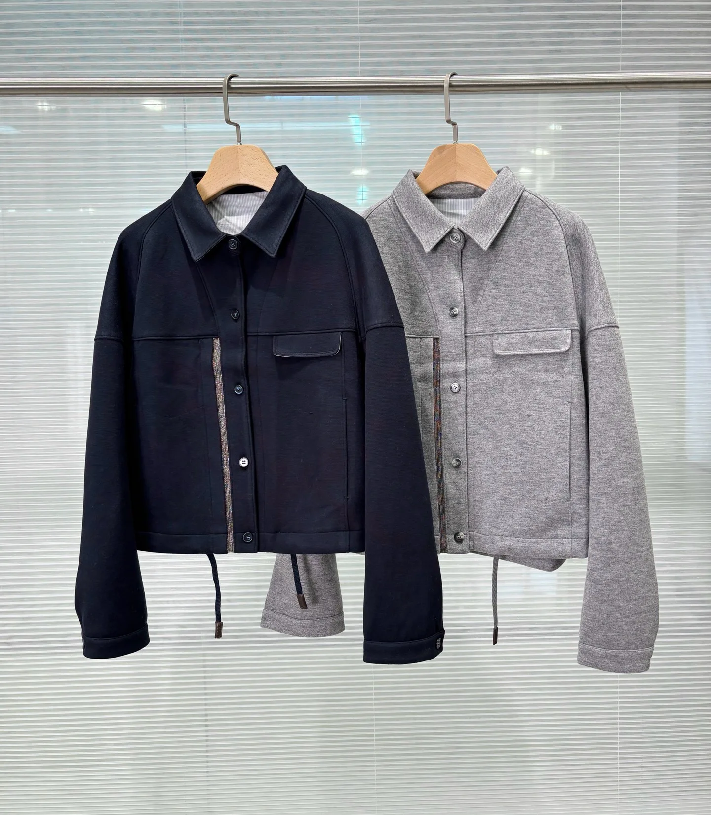 Lapel Drawstring Hem Cropped Casual Jacket For Women