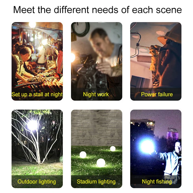 New Outdoor USB Rechargeable LED Lamp Bulb High Brightness Emergency Light Hook Up Camping Fishing Portable Lantern Night Lights