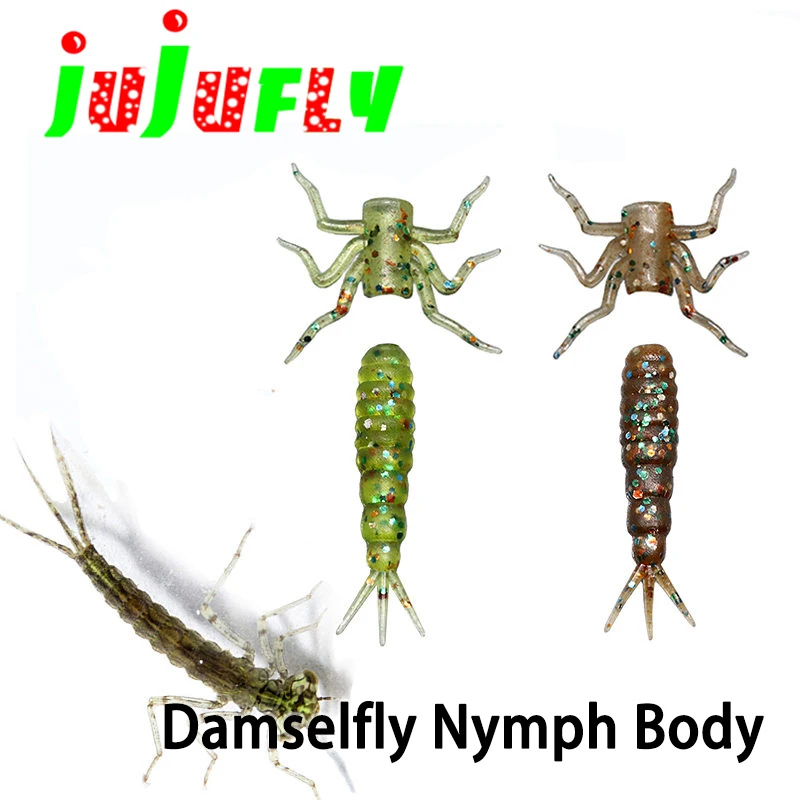 New concept 10pcs pack damsel fly nymph rubber bodies pack include thorax legs artificial insect model fly tying materials