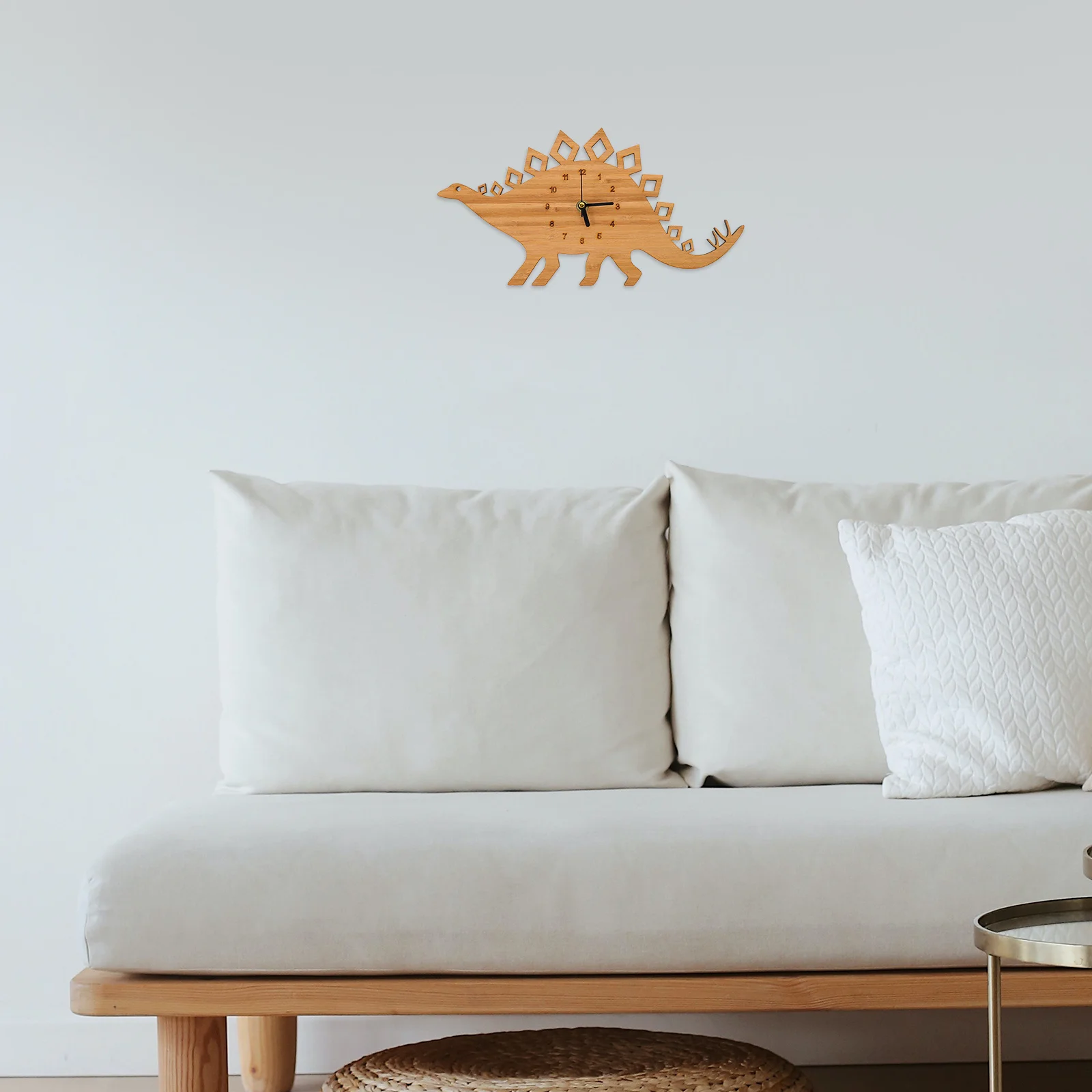 

Cartoon Dinosaur Hanging Clock Wooden Wall Decor Silent Operation Easy Install for Living Room Bedroom Study Use