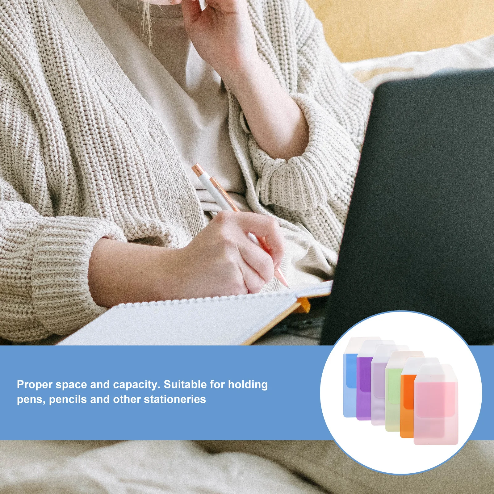 

6 pcs Mixed Color Pen Pouch Leakproof Wear Resistant Pen Protector For Pocket Office School Stationery Organizer Desktop Storage