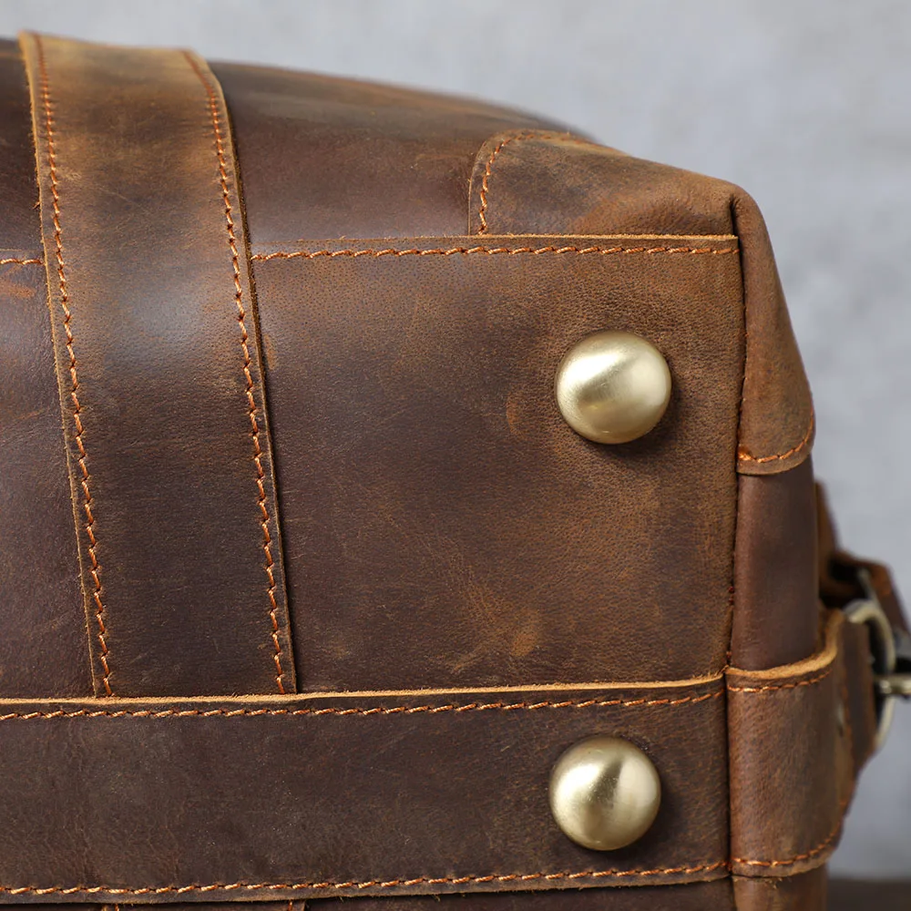 S.WORKER Premium Vollnarbenleder-Reisetasche Echtes Leder Vintage-Stil Große Handgepäcktasche – Detail 12
