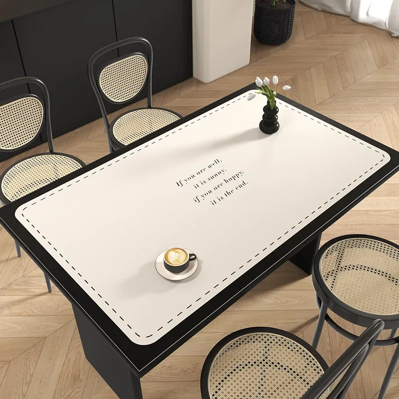 French Pastoral Leather Tablecloth Simple Print Exquisite Tea Table Cloth Home Decor Waterproof Non-slip Leather Table Mats