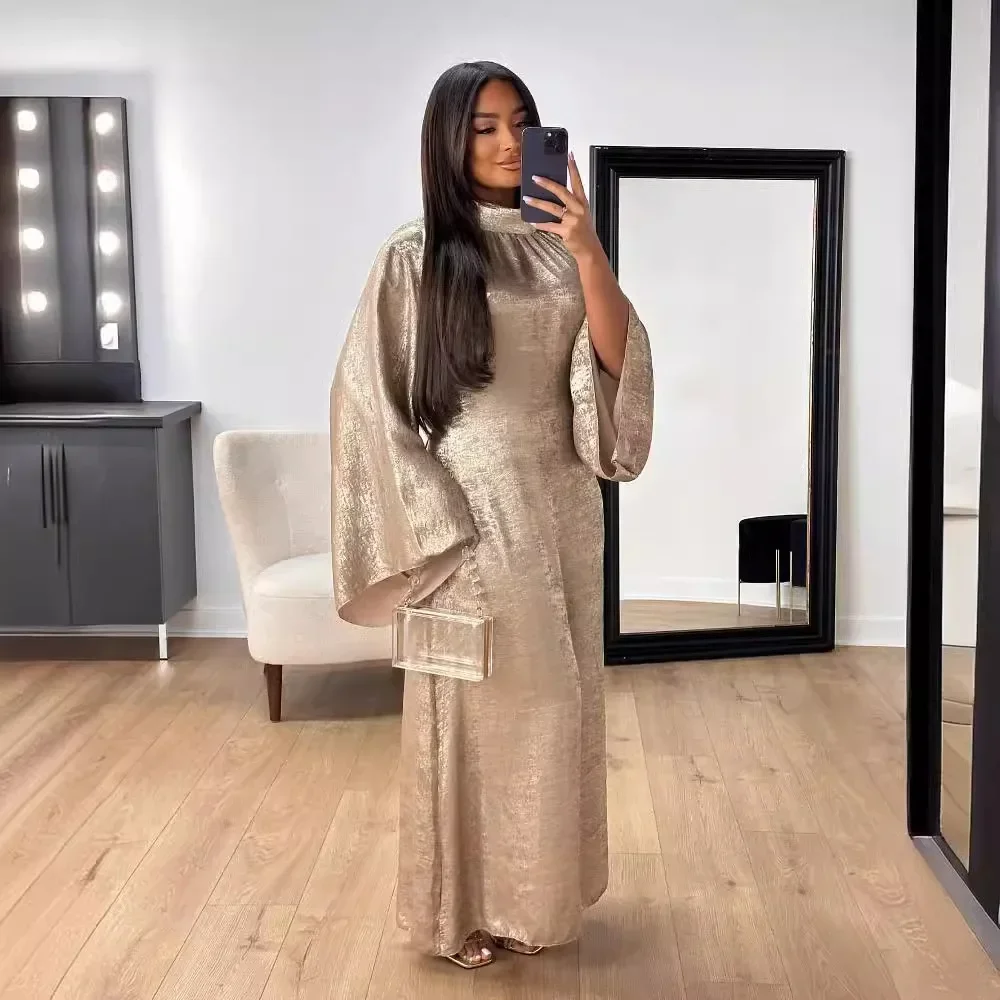 Glanzende Abaya Vlinder Jurk Voor Vrouwen Uitlopende Mouwen Abayas Dubai Luxe Moslim Avondjurken Kalkoen Islamitische Kleding Kaftan