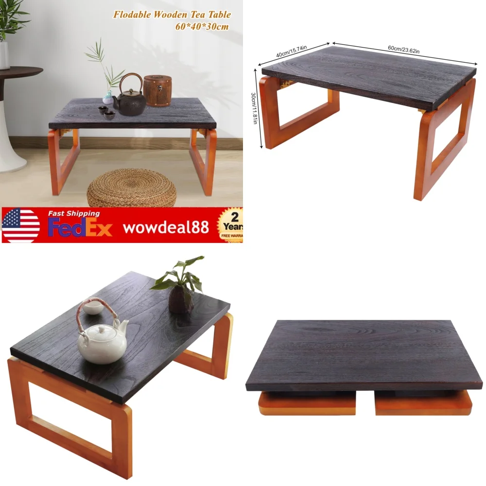

Café TablesFoldable Wooden Coffee Table for Laptop Tea and Picnic Use