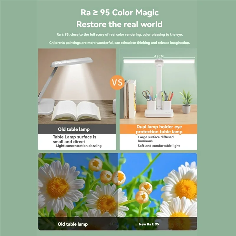 LICE-LED โคมไฟตั้งโต๊ะ 2 ผู้ถือปากกา Touch Control พับ Eye-Caring โคมไฟตั้งโต๊ะสําหรับ Office Home อ่าน Study