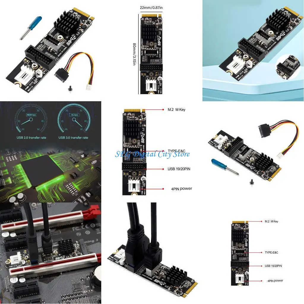 

U75B Fast Speed USB 3.1 PCIe Expansion Adapter For M.2 MKey Systems Multiple Port Support And Easy Installation
