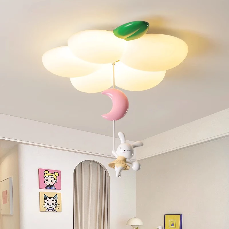 

Потолочные светильники с цветами для детской комнаты, светильник с цветком кролика, романтическая теплая детская комната, комната принцессы, потолочные светильники для спальни для мальчиков и девочек