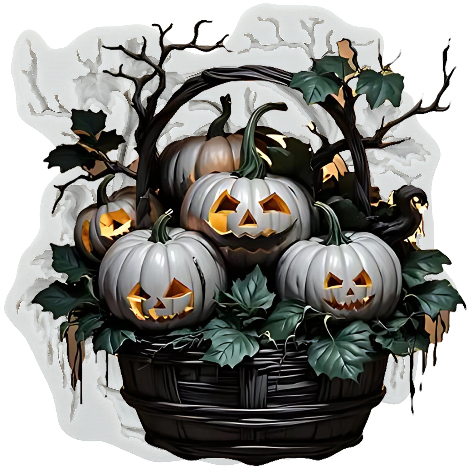 Halloween Pumpkin Silicone Molds Pumpkin Basket Fondant Cake Decorating Tools Cupcake Topper Chocolate Candy Resin Mold