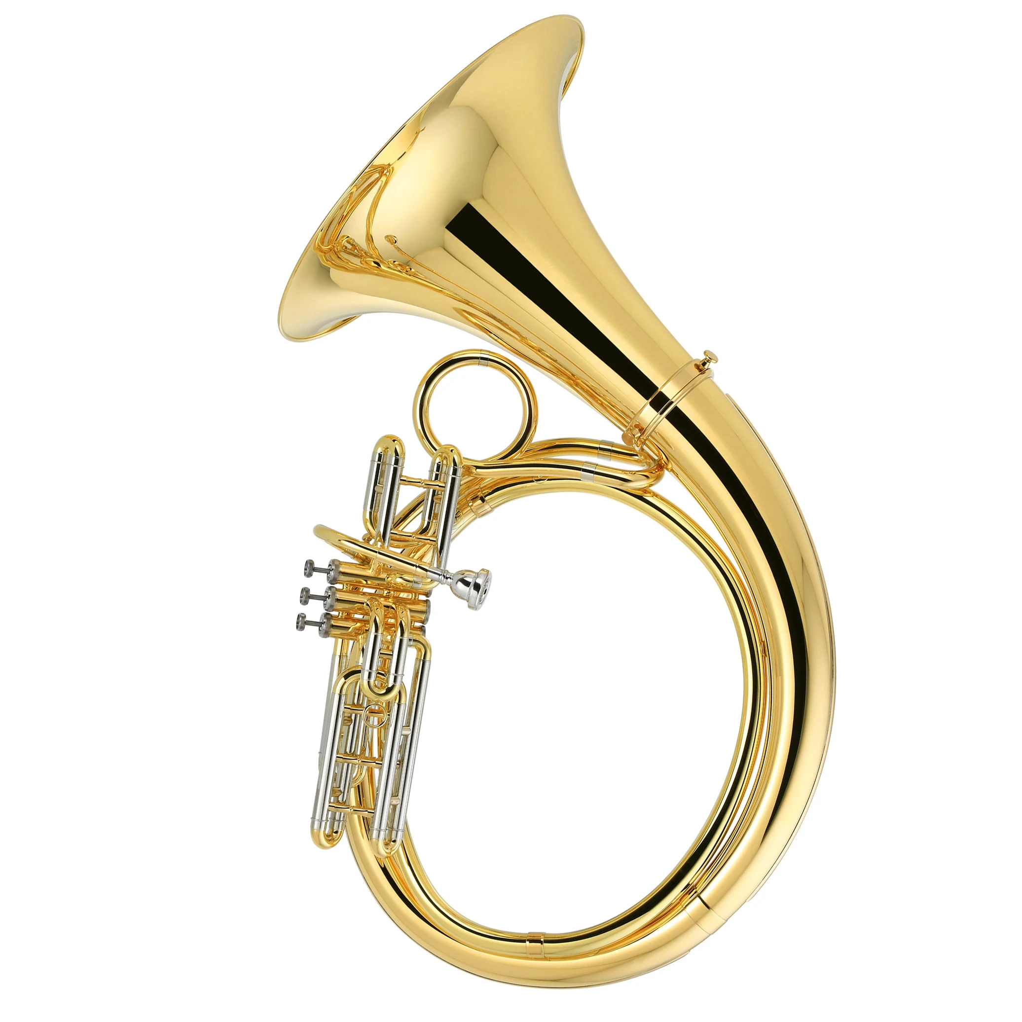 Gold‑Lacquered Marching Horn Solid Brass Durable Musical Instrument for Student Marching Band Outdoor Performance