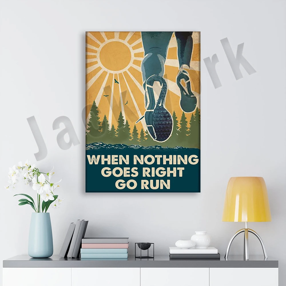 Go for a run when all goes well, gifts for running lovers home life decor wall art posters, running posters