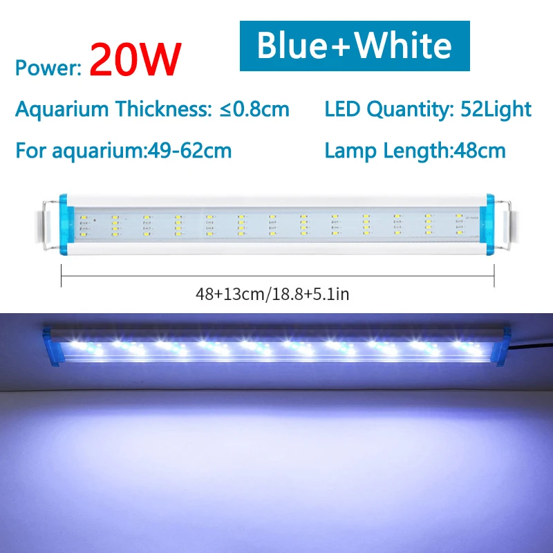 Uitbreidbare Waterdichte Clip op Lamp Voor Aquarium Super Slim Aquarium Waterplant Groeien Aquarium LED Licht 18-58cm 220V