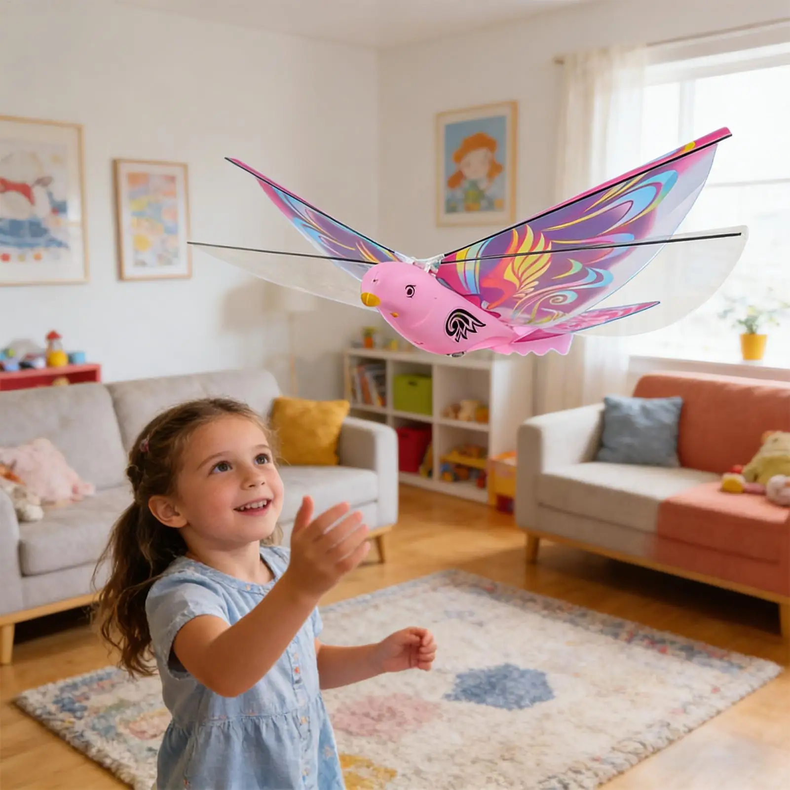 Toy Bird Realistic Animal Figurine Game with Flapping Wings Flying Electric Bird Toy for Kids Teens Family Gathering Outdoor