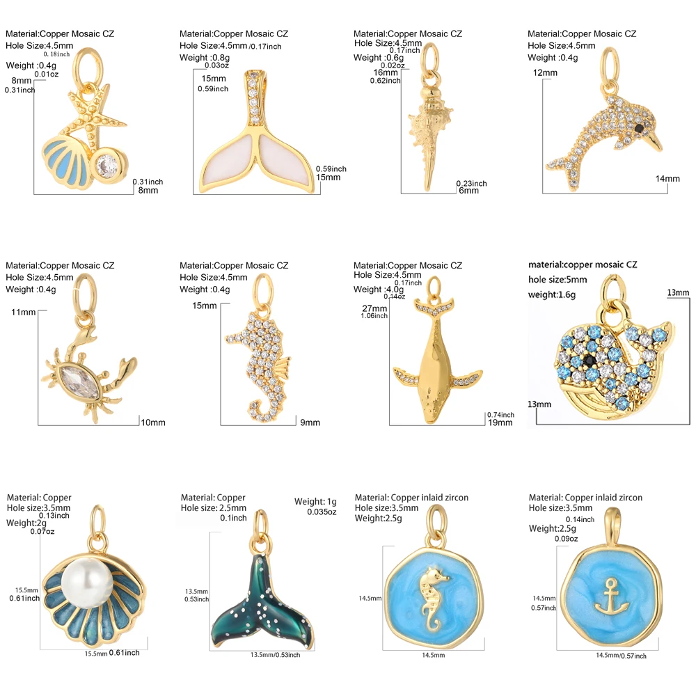 Cute Shell Starfish Pave CZ Charms for Jewelry Making Turtle Summer Beach  Dijes  Diy Bracelet Necklace Earrings Accessories