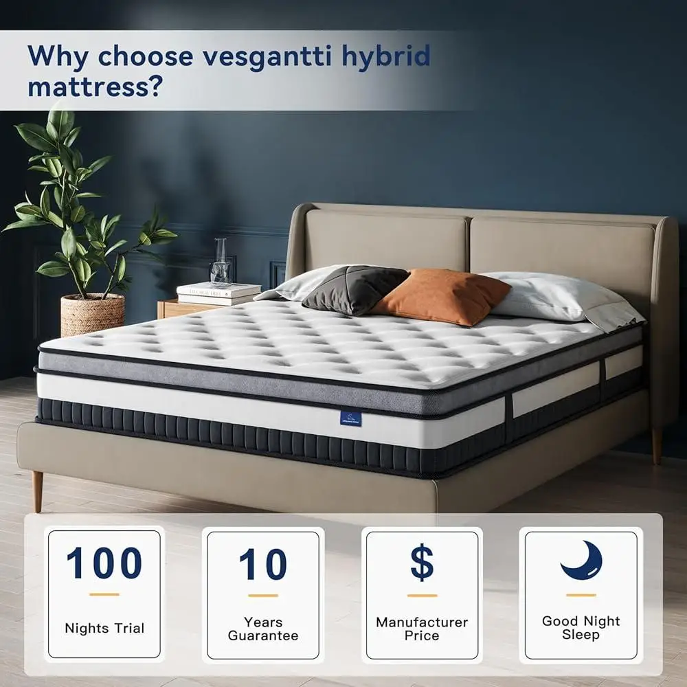 Full Mattress 8 Inch Hybrid Innerspring with Memory Foam Multilayer Ergonomic Design Breathable Comfort Medium Firm Support