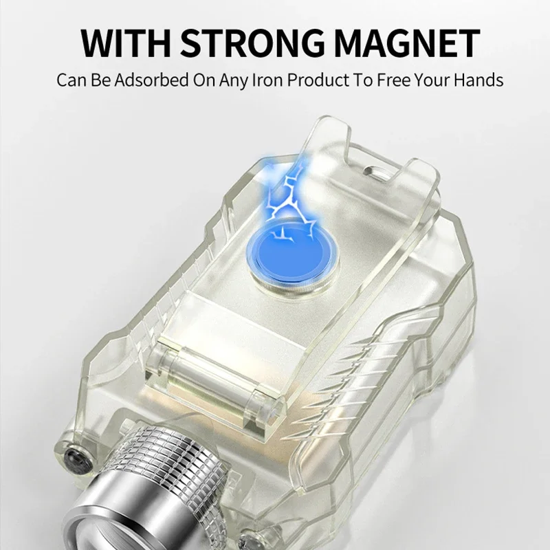 New Multifunctional Portable Work Light Keychain Magnetic Flashlight Cap Clip Lamp Head Rechargeable Led Induction Light