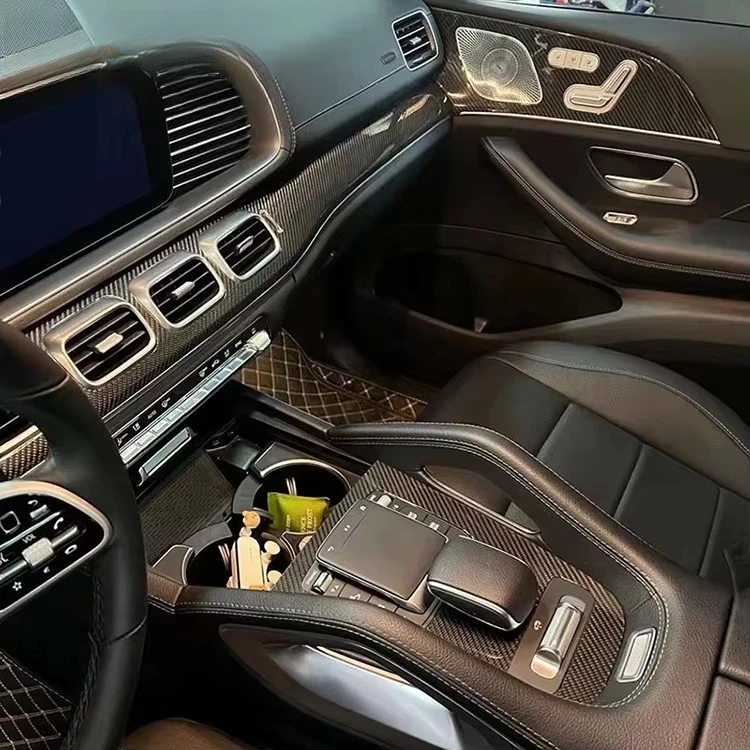 Car Interior Trims Dry Carbon Fiber Center Console Cover Dashboard Trim for Mercedes Bens GLE C167