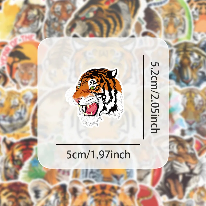 10/25/50Pcs Domineering Tiger Animal Stickers CartoonGraffiti Waterproof Sticker Luggage Suitcase Notebook Laptop Motorbike