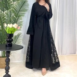 Autunno marocco abito musulmano donna Abaya 2 pezzi Set pizzo caftano abiti Casual donna Dubai turchia Islam abito lungo Femme Vestidos