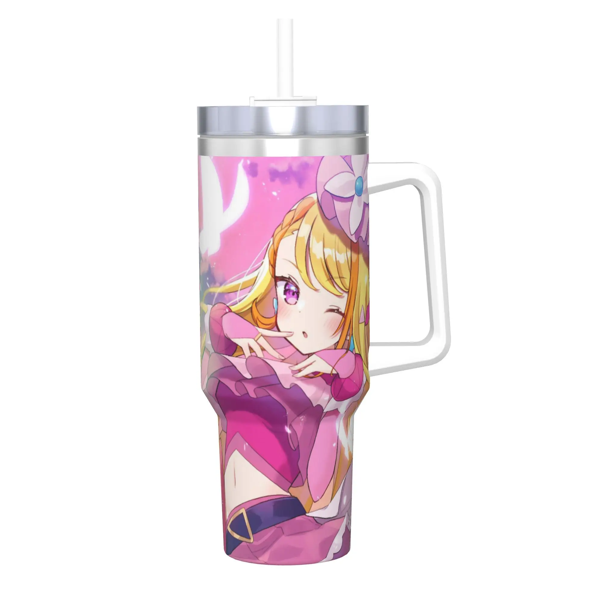 Soaring Sky Pretty Cure Tumbler With Straw  Stainless Steel Travel Mugs Double Wall Vacuum Insulated for Cold Or Hot 40oz