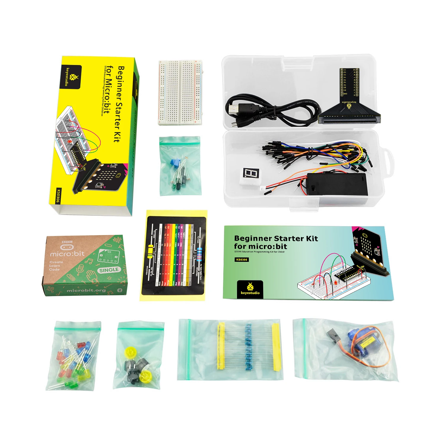 Keyestudio Micro:bit Basic Starter Kit &MICRO:BIT Go Kit For Micro:bit Diy Kit Electronics MAKECODE STEM Education Study Kit+