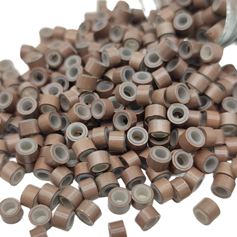 500 piezas de cuentas de micro enlaces de 4 mm, con silicona, para extensiones de cabello 6