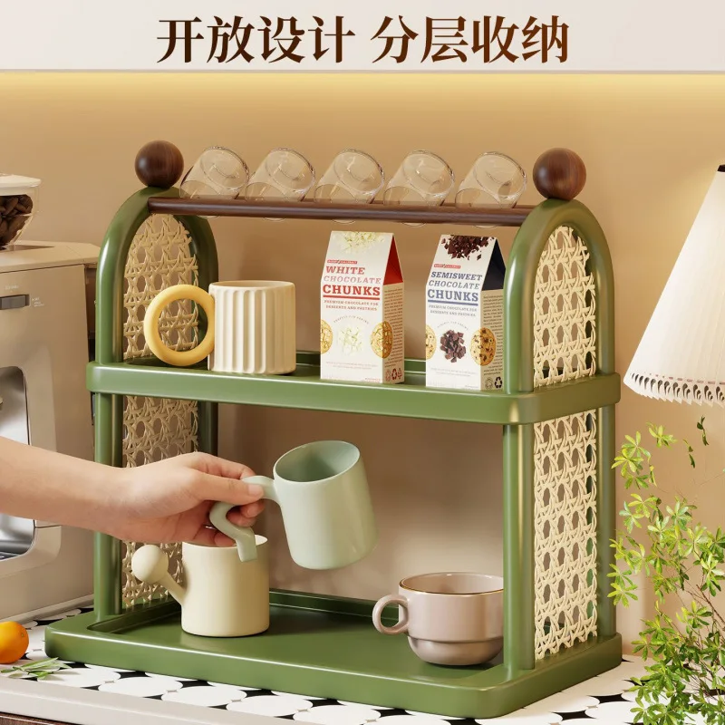 Desktop high-value cup rack, tea, multi-layer medieval tea cup storage rack