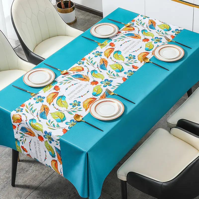 Table Cloth Waterproof, Oil Proof, Scald Proof, Rectangular Table Cloth Chinese Tea Table Cloth PVC Household Table Dust Cover