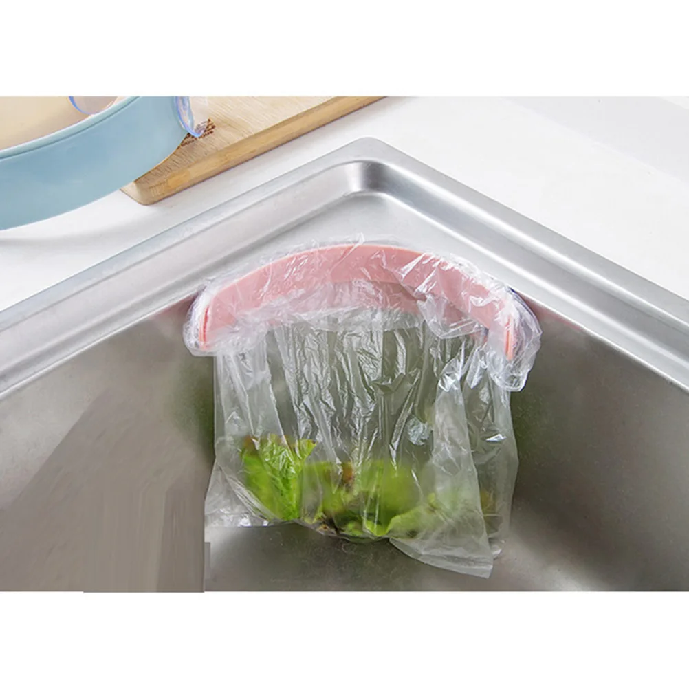 

Trash Bag Holder Sucker Clip Kitchen Cabinet Bathroom Space Saving Lightweight Plastic Strong Suction Garbage Rack Home Travel