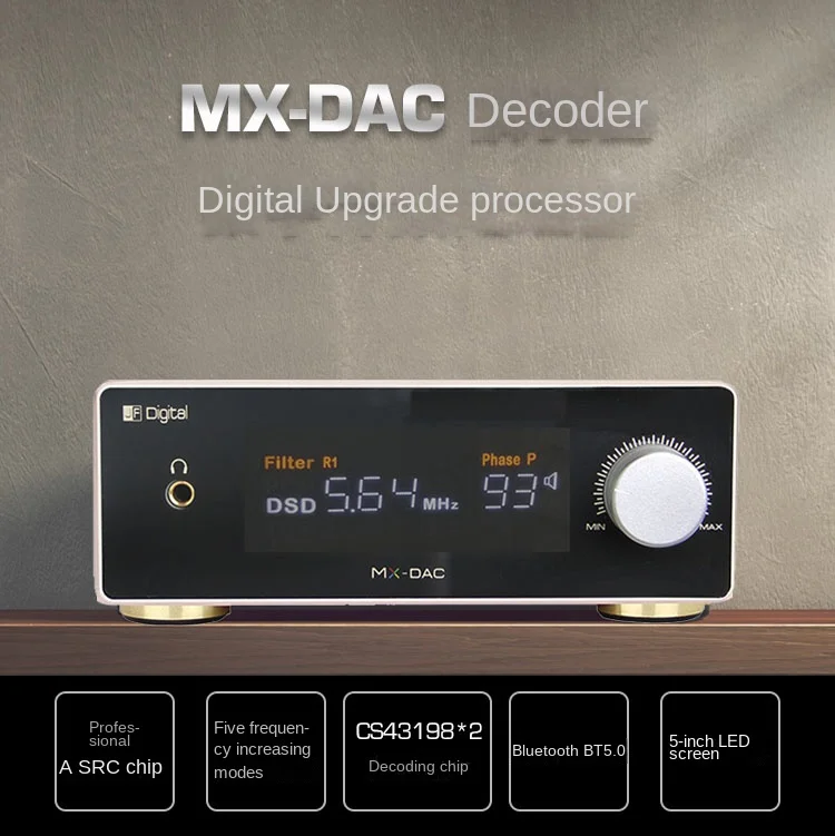 

MX-DAC Dual Cs43198 Decoding Class A Headphone Amplifier Digital Up-Frequency Processing Dsd512 Bluetooth 5.0 Fever