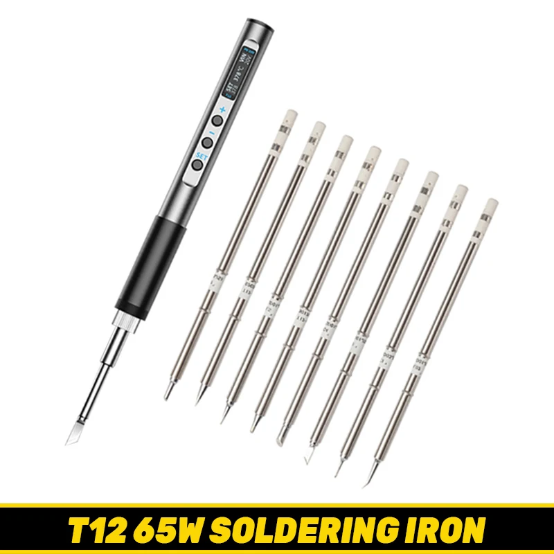 

T12 Soldering Iron PD Power Supply 65W Digital Display Adjustable Fast Heating Portable Soldering Iron Kit