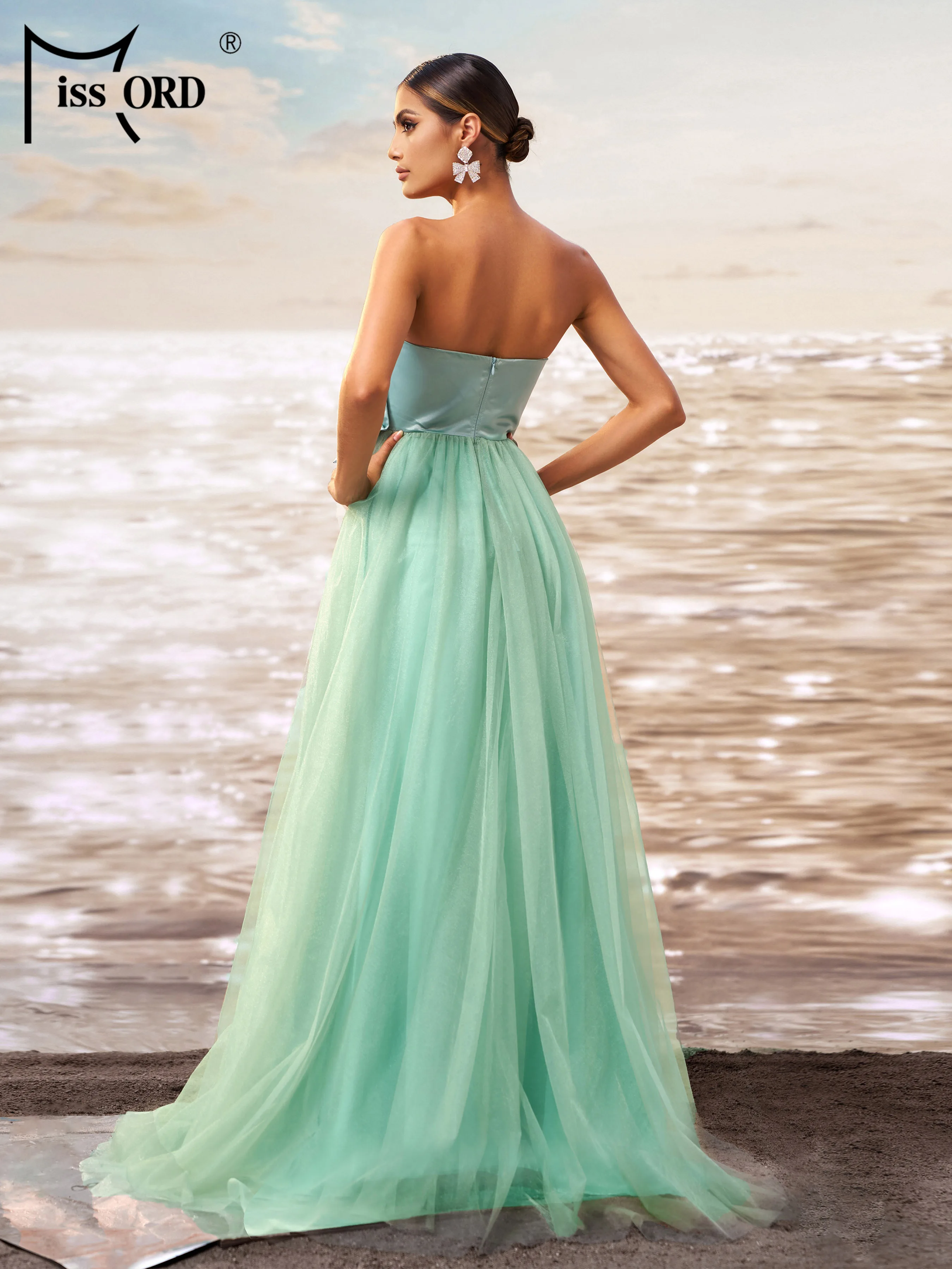 Missord-Robe de soirée en tulle sans bretelles, ligne A, longueur au sol, élégante, maxi, chic, pour mariage, fête d'anniversaire, occasions formelles, nouvelle collection 2025