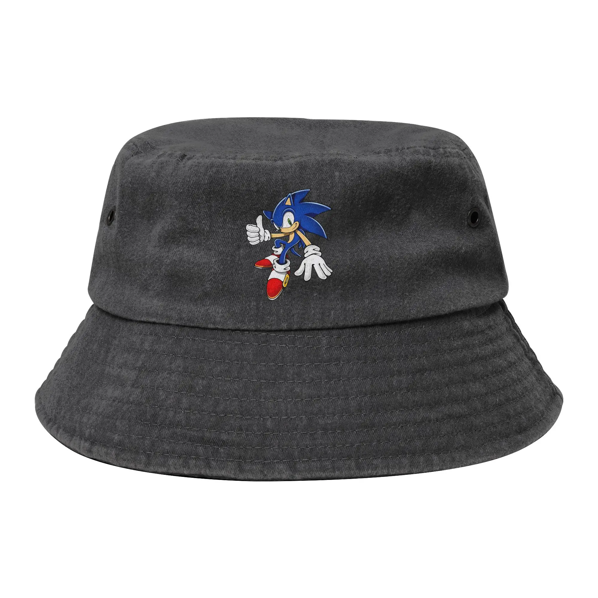Hedgehog Shadow Game Cartoon Bucket Hat for Women Men Travel  Distressed Washed Sun Hat for Outdoor Sports Fishing Fisherman Hat