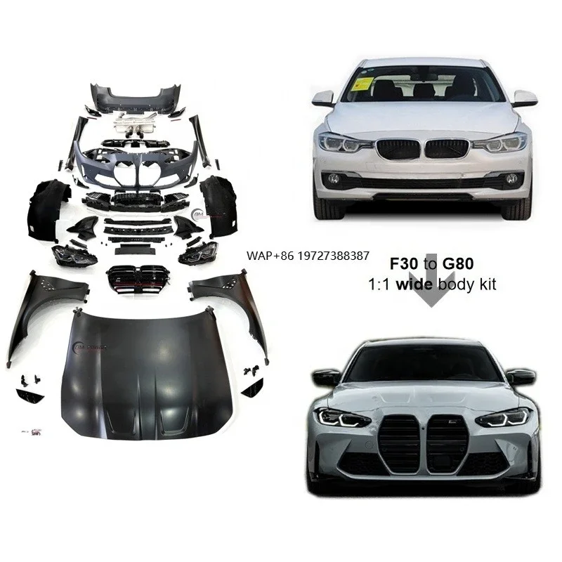 2013-2019Y 3 Series F30 Upgrade to G80 Wide Body Kit Facelift Car Accessories for F30 Car Bumpers Auto Parts