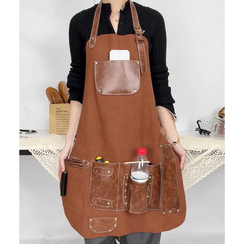 Industrial Welder Machinist Craftsman Thick Double-faced Velvet Artisan Workwear Auto Mechanic Tool Multiple Pockets Thick Apron