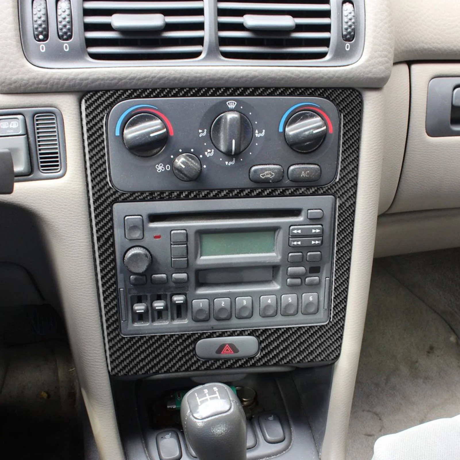 For Volvo S70 V70 1997-2000 Carbon Fiber Central AC Air Conditioning Radio CD Control Panel Cover Trim Car Accessories Sticker
