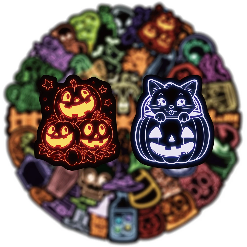 

10/30/50/100pcs Halloween Horror Pumpkin Skull Stickers Waterproof Graffit DIY Helmet Phone Laptop Cool Gothic Cartoon Sticker