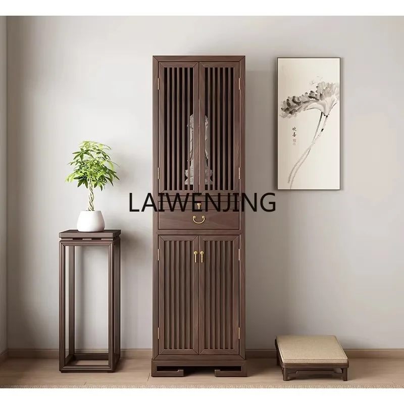 New Chinese Solid Wood Household Cabinet Glass Door Living Room Household God of Wealth Shrine