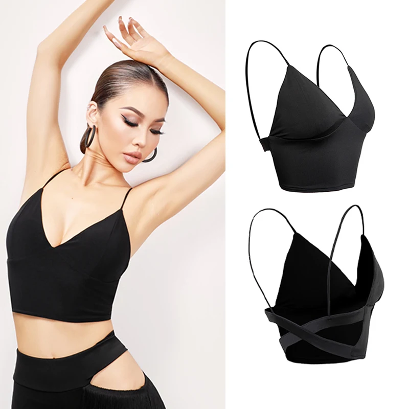 New Latin Dance Bra For Women Cross Backless Underwear Adult Samba Rumba Salsa Latin Tops Rumba Practice Dance Clothes DNV15011