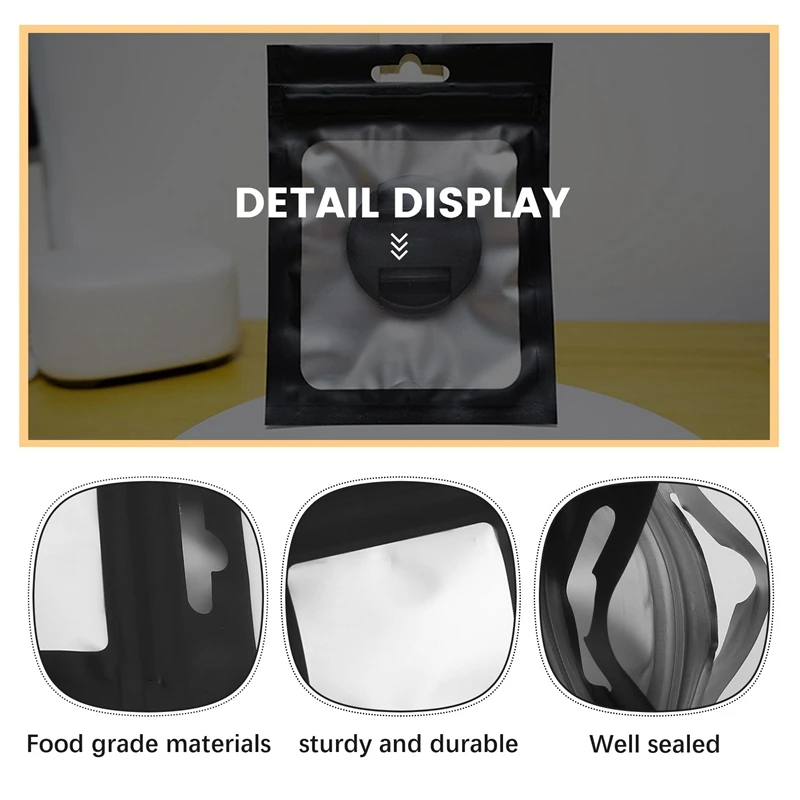 200 Pieces Resealable Food Storage Bags With Clear Window Coffee Beans Packaging Pouch For Food Self Sealing Storage Supplies (B