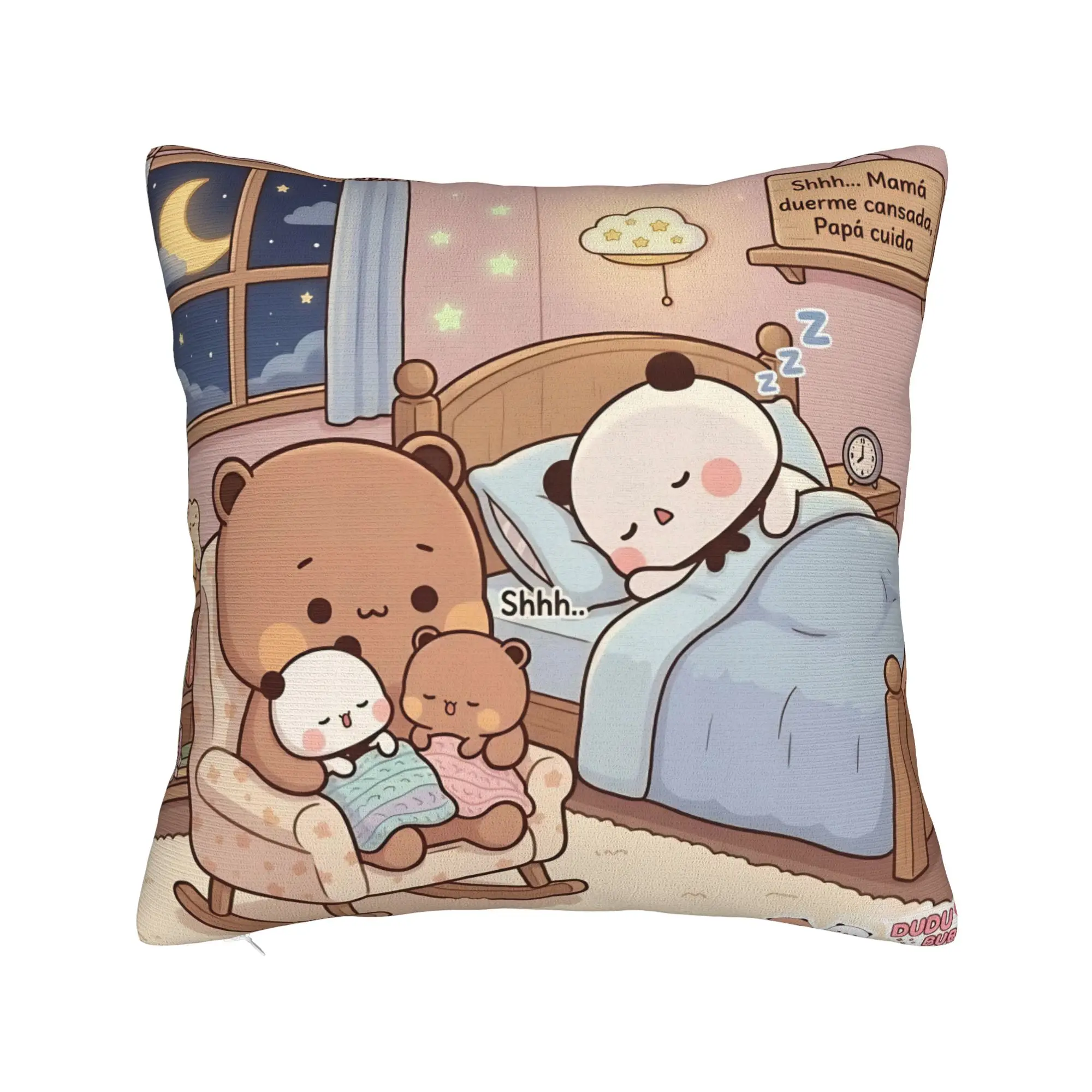 Pillow Case Bear And Panda Bubu Dudu Square Pillow Cover  Novelty Cushion Cover Graphic Pillowcases For Sofa Bedroom Home Decor