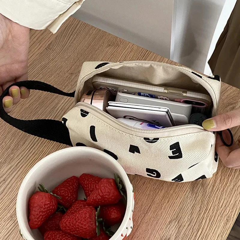 Buchstaben Drucken Frauen Leinwand Kosmetik Taschen Baumwolle Tuch Make-Up Tasche Tasche Kleine Handtasche Kupplung Reise Veranstalter Fall Für Mädchen – Detail 2